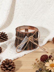 LANJO New Design Wooden Container Handmade Scented <b>Candle</b> Round Shaped for Home Decoration Christmas Mother's day - Product Image 5