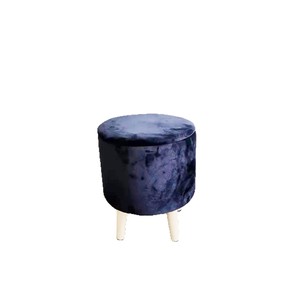 Blue Velvet <b>Storage</b> <b>Stool</b> <b>With</b> Wooden Legs Home Ottoman For Living Room Bedroom - Product Image 3