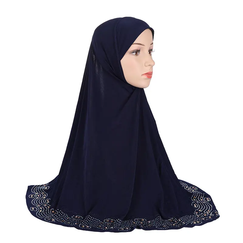 2021 Bán Buôn Thạch Pha Lê Biên Giới Hồi Giáo Hijab Phụ Nữ Hồi Giáo Hạt Khăn Trùm Đầu XDH001