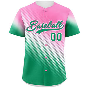 Maillot de baseball 100% polyester respirant imprimé personnalisé avec maille boutonnée vierge de sublimation - Product Image 3