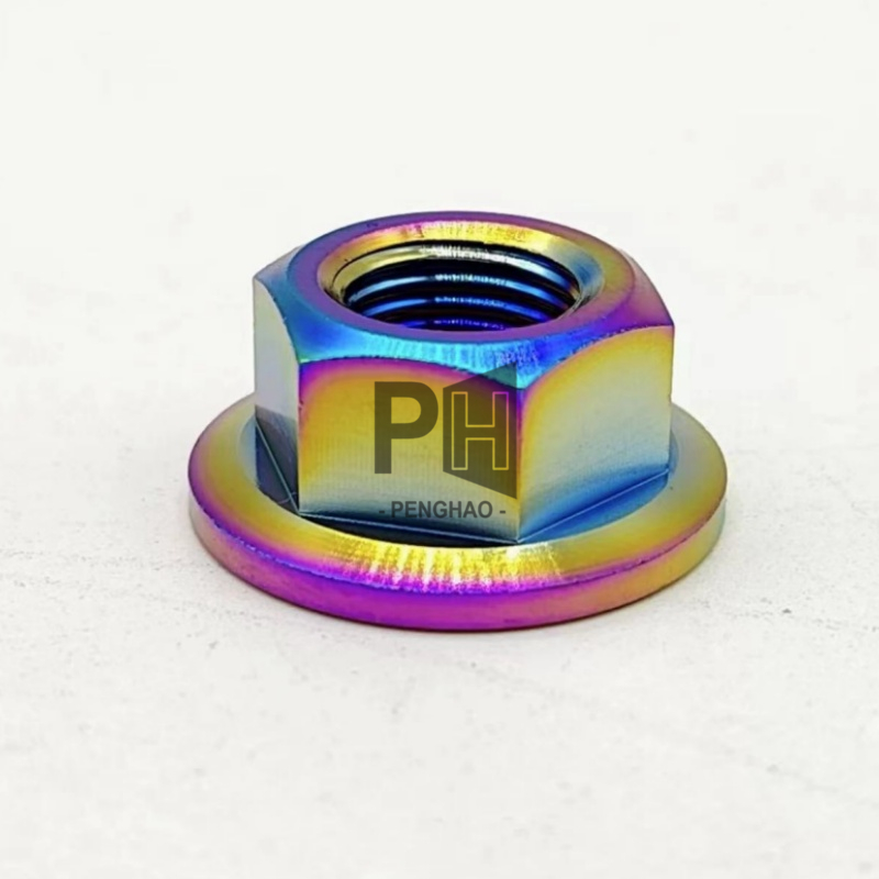 Custom M8 Titanium Nut Titanium Hex M5 M6 M12 M14 M16 GR 5 Alloy M10X1.25 Titanium Flange Nut for Bicycle Motorcycle Car