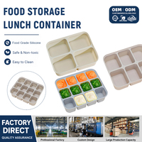 Conteneur alimentaire en silicone sans BPA, réutilisable, multi-compartiments, haute capacité, pour le travail et les voyages, nouvelle conception OEM&ODM