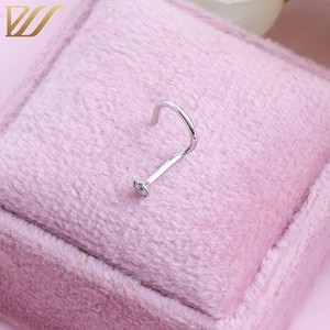 2025 moda cuerpo joyería <span class=keywords><strong>decoración</strong></span> 14K oro blanco moissanita joyería diamante redondo nariz anillos y tachuelas - Product Image 4