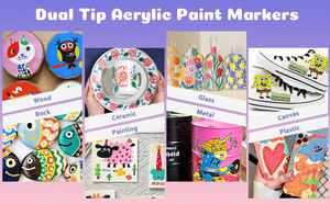 60 màu sắc tip kép nước dựa trên acid-miễn phí trẻ em người lớn sơn đầy màu sắc Acrylic sơn Bút Đánh Dấu thiết lập với Dot & Fine Tip - Product Image 5