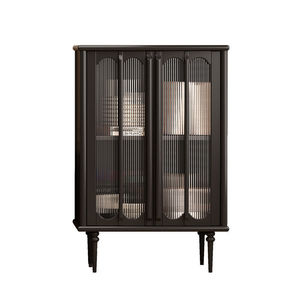 Aparador Alto de Madera Maciza Estilo Americano, Color Negro Retro, Mueble de Almacenamiento de Alta Gama para Sala de Estar, Librería, Vinoteca - Product Image 5