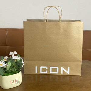 Biodegradable Recyclable Custom Kraft Paper <b>Bag</b> Embossed Design Luxury Style Cotton Rope Handle <b>for</b> Supermarket Use Shoes <b>Bags</b> - Product Image 3