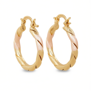 Orecchini a Cerchio Placcati Oro M.L.Bello, Design Classico Intrecciato per Uso Quotidiano, Gioielli Raffinati Multicolore - Product Image 1