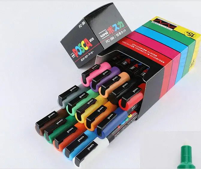 Uni-Posca boya kalemi kalem, mitsubishi kalem Uni Posca Poster renk işaretleme kalemler ince noktası 15 renkler (PC-3M15C)