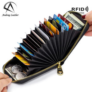 Andong - Tarjetero de Cuero Vacuno Genuino con Múltiples Posiciones, Bloqueo RFID, Cartera para Hombre y Mujer, Monedero con Llavero, Bolsillo para Mujer - Product Image 5