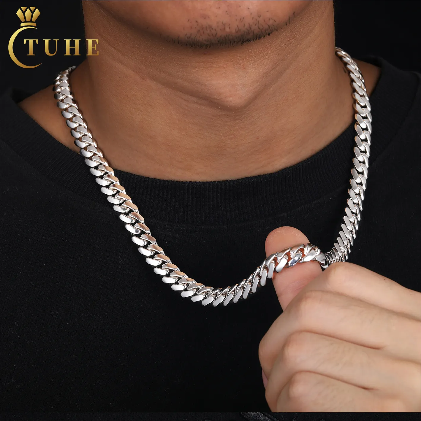 Cadena de eslabones cubanos de Miami hecha a mano clásica, joyería de Hip Hop, 6-10mm, cadenas de plata de ley 999 925, collar de moda para hombres