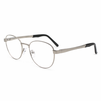 Gafas con montura óptica de metal negro mate HG7148, anti-luz azul, ligeras, con bisagras de resorte, aptas para lentes graduadas, gris 52-19-145