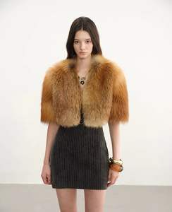 Popolare giacca di <span class=keywords><strong>pelliccia</strong></span> di volpe rossa a maniche corte alla moda a buon mercato con scollo a V di dimensioni personalizzate <span class=keywords><strong>per</strong></span> le signore - Product Image 5