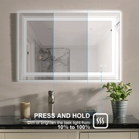 Interrupteur tactile moderne IP44 sablé anti-buée salle de bain écran miroir LED avec fonctions personnalisées
