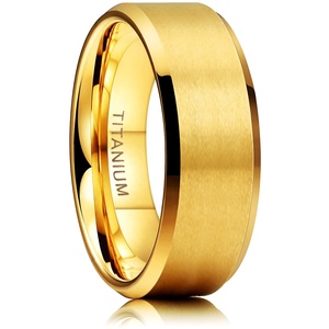 OAHLAN Anillos de Titanio Chapados en Oro Clásicos de 6 mm y 8 mm, Banda de Boda Cepillada Mate, para Hombres, Mujeres, Parejas, Unisex, Regalo de Compromiso o Fiesta - Product Image 2