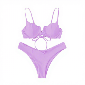 Conjunto de Bikini para Mujer al por Mayor, Alta Calidad, Spandex/Poliéster, Transpirable, Secado Rápido, Colores Personalizados, Diseño Profesional Frontal - Product Image 1
