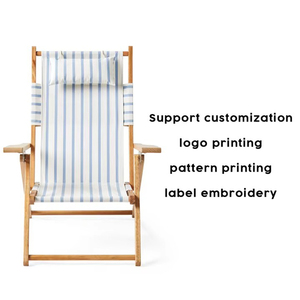 Tùy Chỉnh Patterned Oxford Vải Mạnh Mẽ Bằng Gỗ Cao Tải Bãi Biển Ghế Bãi Biển Folding Ghế Phòng Chờ Di Động Với Gối - Product Image 3