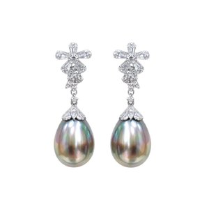 Plateau à boucles d'oreilles de luxe en or massif 18 carats véritable, poli miroir, serti de diamants naturels transparents, pour incrustation de perles personnalisée - Product Image 1