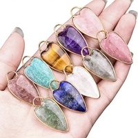 Offre Spéciale : Pendentif Cœur en Améthyste Naturelle avec Monture Dorée, Pierre de Guérison en Cristal, Breloque Œil de Tigre pour Accessoires de Boucles d'Oreilles et Colliers DIY