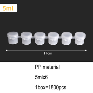 Contenedores de almacenamiento transparentes vacíos de 6 tiras para pintura acrílica a base de agua no tóxica, macetas de 5ML para pintura de Arte de lienzo DIY - Product Image 6