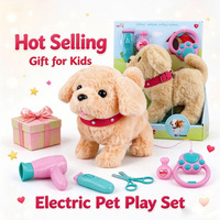 Jouet chien Golden Retriever électrique en peluche à tirer, chiot marcheur, ensemble de jeu musical répétitif pour enfants, cadeau pour le toilettage des animaux de compagnie - Vente chaude