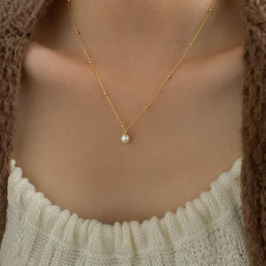 Collier en argent pur S925 avec perle synthétique de luxe, design haut de gamme, accessoire lumineux intercalaire Y01069 - Product Image 1