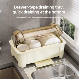 Moderno Organizador de Plástico para Cocina, a Prueba de Polvo, para Platos y Cubiertos, Escurridor de Utensilios con Bandeja de Agua Extraíble - Product Image 5