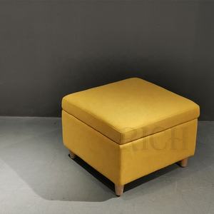 Mid century Modern <strong>Footstool</strong> Ottoman Luxury Stool Design <strong>Mustard</strong> Yellow Fabric <strong>Footstool</strong> With Storage square Fabric Ottoman - Product Image 5