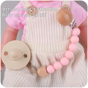 2025 Hot Safe Multi Style No tóxico Bpa Free Pink Blue Baby Dummy Holder Mordedor Silicona Haya Madera <span class=keywords><strong>Chupete</strong></span> <span class=keywords><strong>de</strong></span> madera Cadena <span class=keywords><strong>de</strong></span> clip - Product Image 6