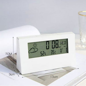 ABS điện tử analog Đồng hồ báo thức thời tiết cảm biến độ ẩm hiển thị ánh sáng trong suốt màn hình nghệ thuật Deco cổ nhà văn phòng - Product Image 4