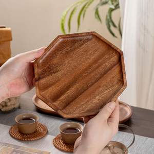 ถาดชาอเนกประสงค์สำหรับใช้ในบ้าน ทำจากไม้วอลนัท ถาดเสิร์ฟผลไม้ ขนมหวาน ขนมปัง จานไม้สำหรับอาหาร - Product Image 3
