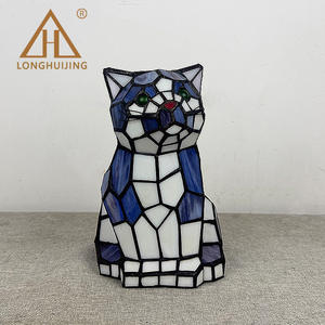 Lámpara de Vidrio Estilo Tiffany LongHuiJing con Figura de Gato Hecha a Mano, Lámpara de Noche para Mesa de Noche, Decoración para el Hogar, Regalo para Amantes de Mascotas - Product Image 4