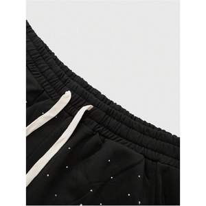 กางเกงวอร์มขาบานผู้ชายทรงหลวม เอวยางยืด แต่งเพชร ร้อยเชือกผูกเอว ผ้าฝ้าย ระบายอากาศ สไตล์สตรีทแวร์ - Product Image 2