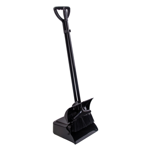 Household Heavy-Duty Black Plastic Broom Dustpan Set with Long Handle and Lid Combo-Commercial-Grade Cleaning Tool - Product Image 2
