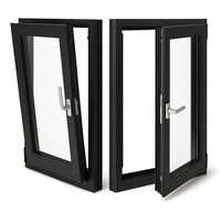 Fenêtre à battant double vitrage insonorisée en aluminium noir, style américain, pour usage extérieur en villa/hôtel