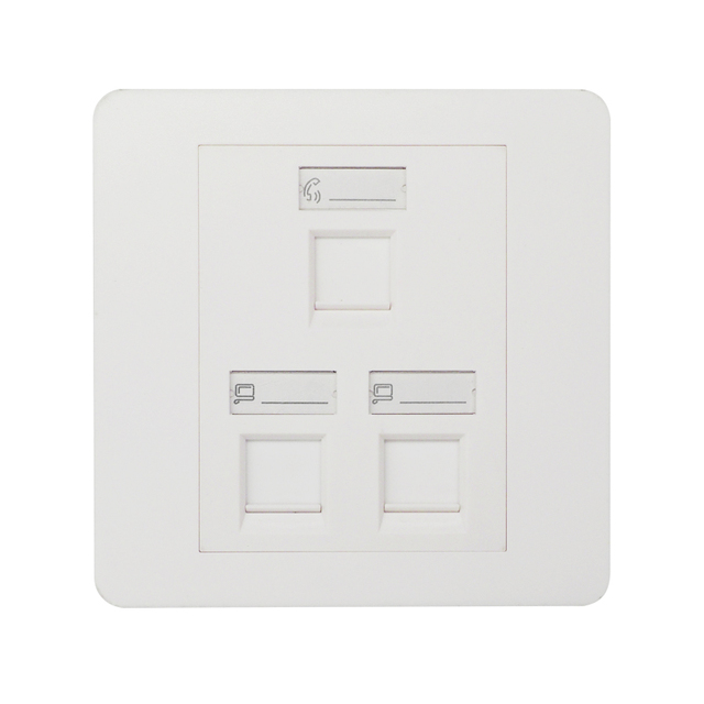 Cat6 Cat5 Cat7 RJ11 RJ45 1 2 3 Port Pc Faceplate Type 86*86 Networking Face Plate