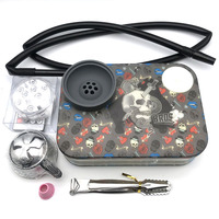 Ensemble de chicha arabe moderne haut de gamme, finition laquée, construction en plastique, 2 tuyaux, design durable, kit complet de chicha, piles