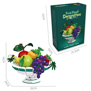 Juego de Bloques de Construcción de Bandeja de Frutas, Modelo de Manzana Simulada Realista, Decoración de Escritorio para el Hogar, Ensamblaje DIY - Product Image 1