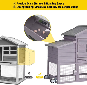 Pollaio Mobile per Galline, Grande Gabbia per Polli con Ruote, Casetta per Polli da Esterno/Giardino - Product Image 3