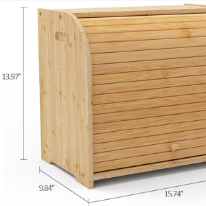 Bamboo Bread Box 2 Tier Desktop <b>Storage</b> <b>Container</b> <b>For</b> <b>Kitchen</b> Bakery Food Organization - Product Image 5