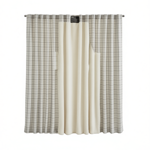 Cortina a cuadros con bolsillos para varillas, forro polar, cubierta de ventana premium, estilo moderno para sala de estar - Product Image 1
