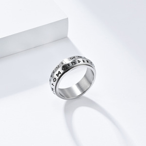 Cross-border Nordic Viking letter rotating <b>ring</b> for <b>men</b>, relieves anxiety, titanium steel index finger <b>ring</b>, Dongguan jewelry fa - Product Image 4