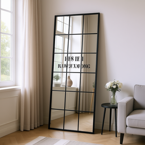 Specchio a figura intera Fesie I Rawcfxdpong con griglia in ferro, 69 x 30 pollici, stile industriale, per soggiorno, camera da letto, da pavimento o da parete - Product Image 2