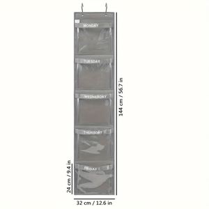 Kids Weekly Clothes Organizer Foldable Hanging Closet Organizer Day of Week School Clothing Storage Bag - Product Image 2