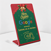 Carte de commentaires NFC de Noël rouge et verte, support Google Review Tap, carte d'évaluation personnalisée pour les commerces de détail