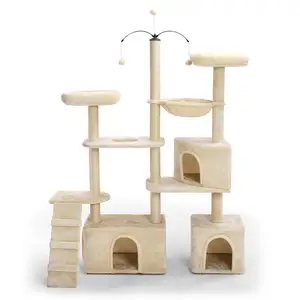 Large Plush Adjustable Kitty Tower Entertainment Condo Hammock Toy Rotatable Cat Tree