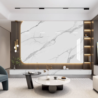 Contreplaqué laminé PET à haute brillance, grain de marbre, mélamine, panneau mdf personnalisé pour mur de fond et mobilier