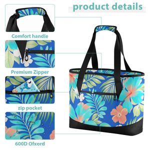 Wholesale Hawaii Floral Print Custom Insulated <b>Lunch</b> Cooler <b>Bag</b> Larger Capacity Thermal <b>Lunch</b> <b>Bag</b> <b>for</b> <b>Women</b> Picnic - Product Image 5