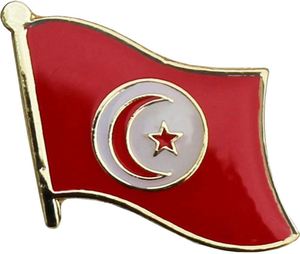 Badge drapeau de la Tunisie en alliage de zinc, épingle pour la décoration des vêtements, procédé de goutte de colle, artisanat métallique - Product Image 1