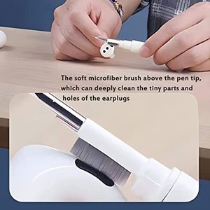 Kit de Limpieza de Auriculares 3 en 1, Pluma de Limpieza Multifuncional para Auriculares, Audífonos, Cepillo Suave, Punta Metálica, Fibra de Limpieza - Product Image 2