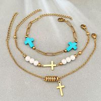 Bracelet Lune en Acier Inoxydable Double Couche, Style Luxe Léger, Bijoux de Mode pour Femme, Vente en Gros